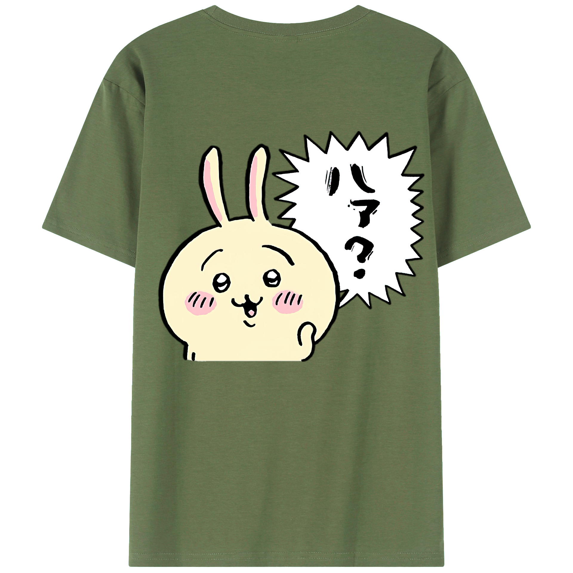 （画像用） ちいかわ うさぎ Chii-kawa usagi 綿100％ メンズ半袖Tシャツ（バックプリント） 通気性